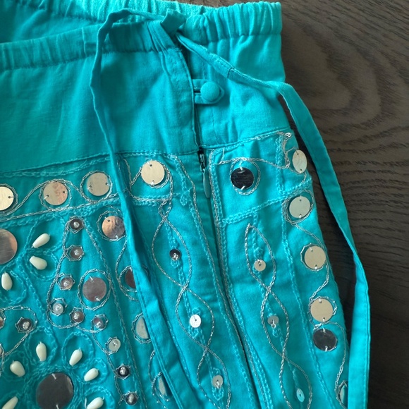 Soft Surroundings Turquoise Sequin Mirror Beaded Preciosa Maxi Skirt Size L - Picture 5 of 8
